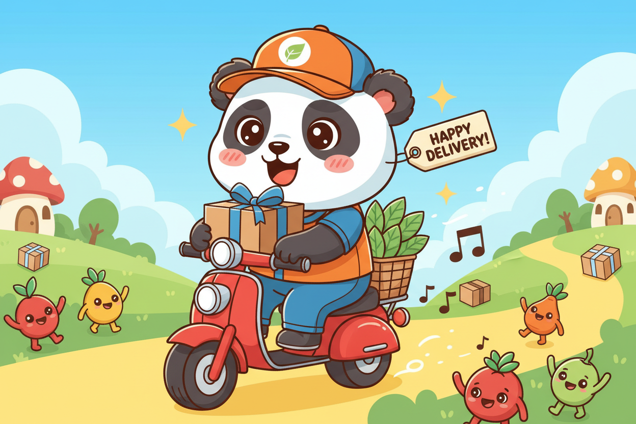 FUNNY PANDA DELEVERYING PRODUCT